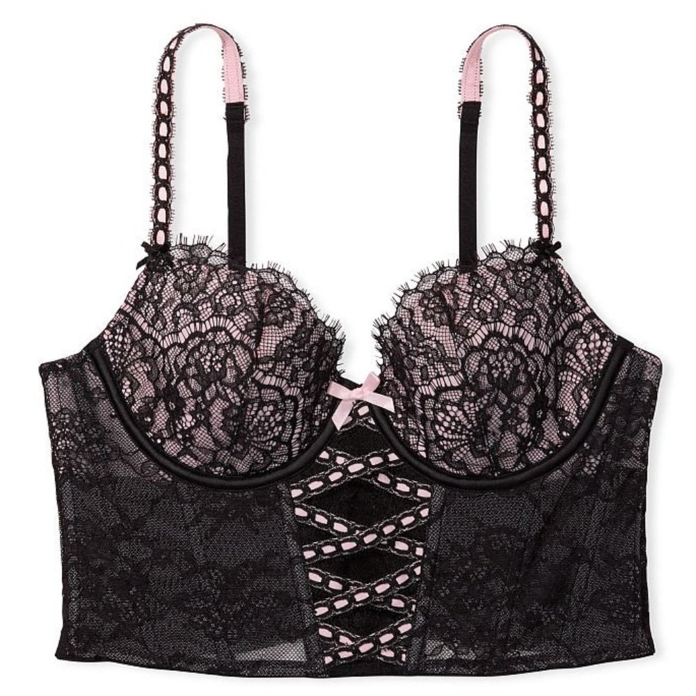 36DD VS DREAM ANGELS Lightly-Lined Heritage Ribbon Slot Bra Top M-DD 36DD NWT